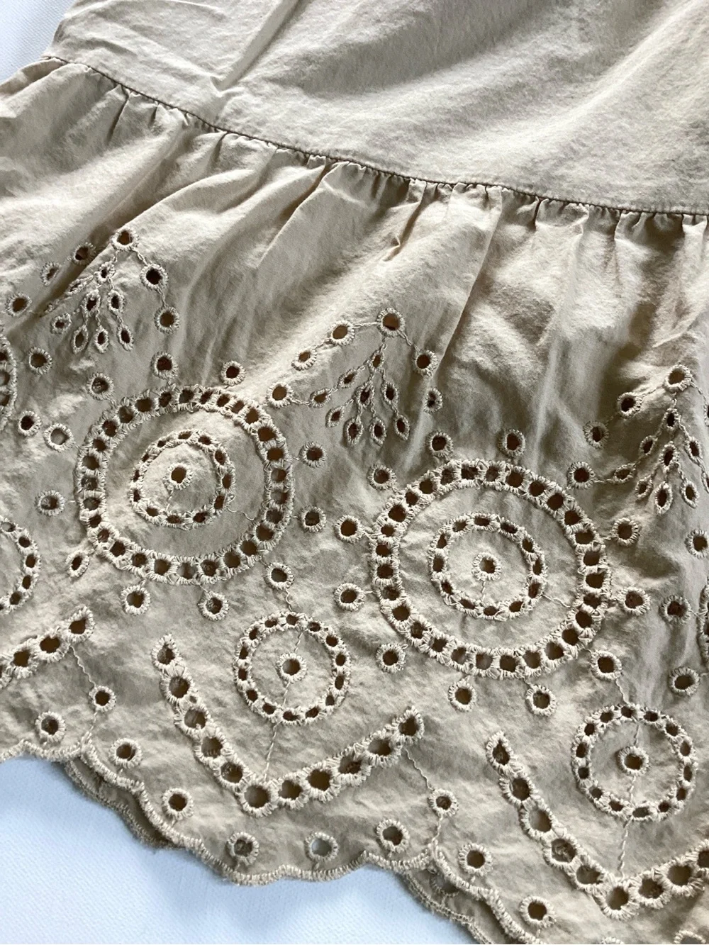 Gap Tan Smocked Eyelet Dress